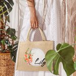 Personalisierte Aquarell Geburt Blume Golf Jute Tragetasche mit Namen große Kapazität Reise-Zubehör Geburtstag Spiel Tag Geschenk für Golfliebhaber