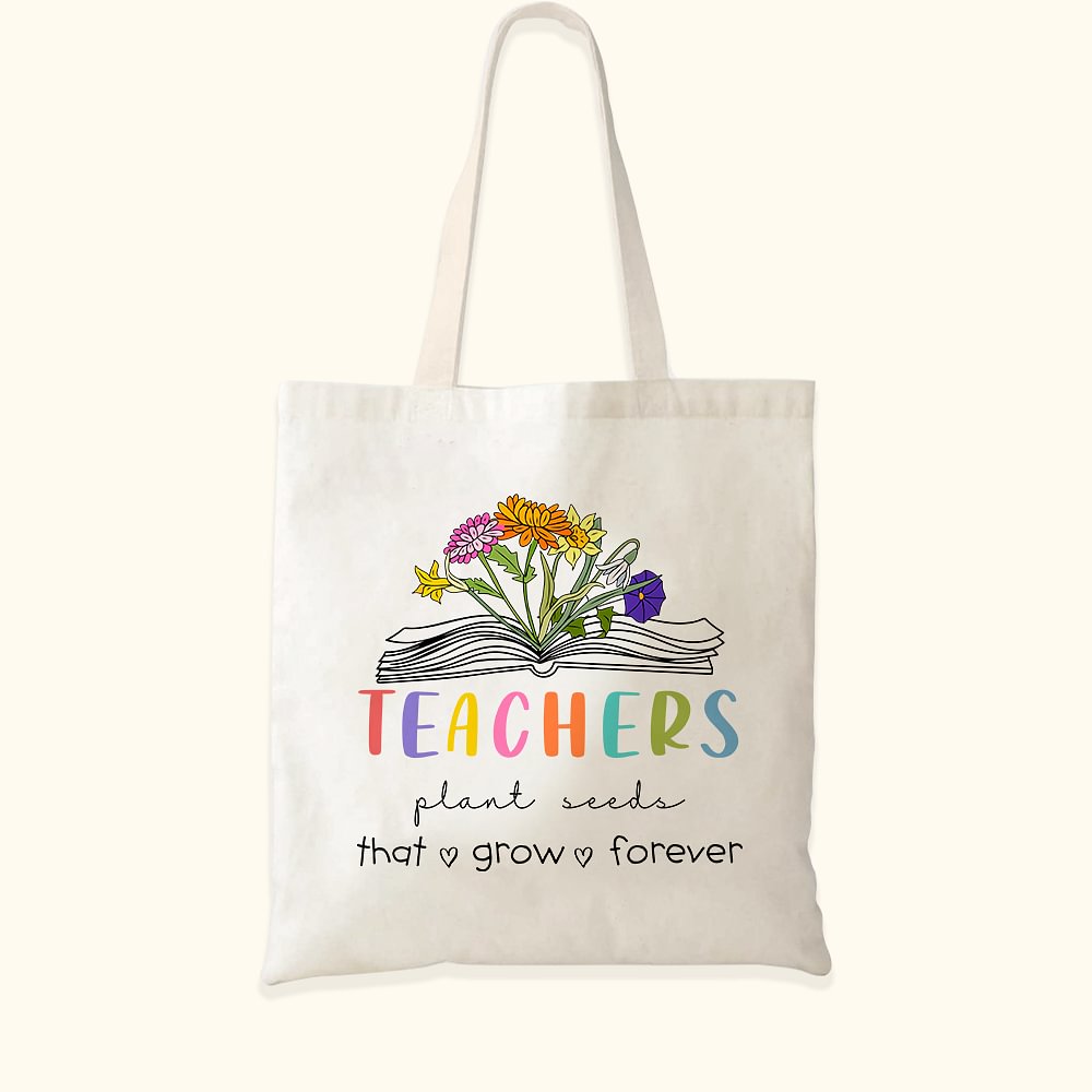 Sac à Main en Toile Personnalisé avec 1-6 Fleurs de Naissance Cadeau Graduation Fête de l'Enseignant Remerciement pour Professeur
