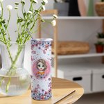 Personalized Flower Butterfly 20oz Straight Skinny Tumbler with Name and Straw Birthday Bridesmaid Gift for Women