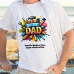 Maglietta personalizzata Best Dad Repair Tool Design 100% cotone con 1-8 nomi di bambini Regalo di compleanno per la festa del papà per il nonno