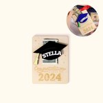 Porte-monnaie en Bois Personnalisé avec Nom et Texte Gravés Cadeau de Félicitations pour les Diplômés de la Promotion 2024