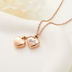 Personalised Engraved Double Heart Ashes Urn Pendant Necklace with Name Cremation Funeral Jewellery Keepsake Memorial Gift for Women