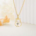 Collier Minimaliste en Silhouette de Chat Personnalisé avec Pierre de Naissance Cadeau d'Anniversaire pour Amoureux des Animaux de Compagnie