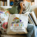 Personalized Teachers Plant Seeds 1-6 Birth Flowers Canvas Tote Bag Teacher's Day Gratitude Graduation Gift for Teacher