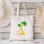 Personalisierte Strand Spaß Sonnenbrille Kokosnuss Palm Canvas Tragetasche mit Namen große Kapazität Reise Urlaub Geschenk für Frauen