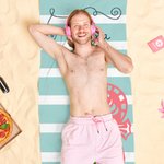 Personalised Seahorse Shell Anchor Super Absorbent Quick Dry Classic Stripe Beach Towel with Name Summer Holiday Party Gift for Family Friends