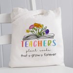 Personalized Teachers Plant Seeds 1-6 Birth Flowers Canvas Tote Bag Teacher's Day Gratitude Graduation Gift for Teacher