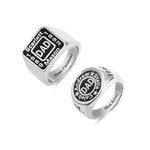 Bague Homme avec Gravure Personnalisée Chevalière Personnalisable avec Prénoms et Texte Cadeau Anniversaire Fête des Pères pour Papa Grand-Père