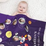 Coperta morbida personalizzata con 12 foto Nome Primo compleanno Regalo per la festa del bambino