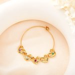 Personalized 1-12 Heart Shape Charms Family Bangle with Engraved Names and Birthstones Mother's Day Birthday Gift for Women