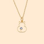 Collier Minimaliste en Silhouette de Chat Personnalisé avec Pierre de Naissance Cadeau d'Anniversaire pour Amoureux des Animaux de Compagnie