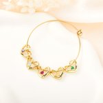 Personalized 1-12 Heart Shape Charms Family Bangle with Engraved Names and Birthstones Mother's Day Birthday Gift for Women