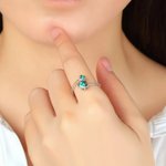 Anello aperto regolabile personalizzato con pietre di nascita a doppio cuore Regalo di compleanno per la festa della mamma per le donne