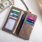 Personalized Multiple Compartment  Multicolor Leather Engraved Name Wallet with Wristlet Birthday Wedding Bridesmaid Gift for Women