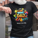 Maglietta personalizzata Best Dad Repair Tool Design 100% cotone con 1-8 nomi di bambini Regalo di compleanno per la festa del papà per il nonno