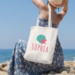 Personalisierte Strand Spaß Sonnenbrille Kokosnuss Palm Canvas Tragetasche mit Namen große Kapazität Reise Urlaub Geschenk für Frauen