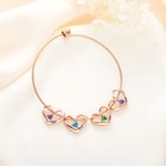 Personalized 1-12 Heart Shape Charms Family Bangle with Engraved Names and Birthstones Mother's Day Birthday Gift for Women