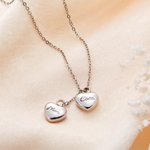 Personalised Engraved Double Heart Ashes Urn Pendant Necklace with Name Cremation Funeral Jewellery Keepsake Memorial Gift for Women