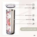 Personalized Flower Butterfly 20oz Straight Skinny Tumbler with Name and Straw Birthday Bridesmaid Gift for Women