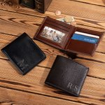 Personalized Men's Foldable Leather Wallet with Engraved Initials and Name Father's Day Anniversary Birthday Gift for Him