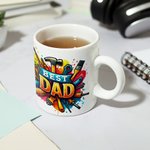 Personalised Best Dad Repair Tool Design Ceramic Mug with 1-8 Kid Names Father's Day Birthday Gift for Him