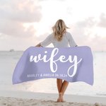 Personalisierte Wifey Hubby Super saugfähige schnell trocknende Strand Handtuch mit Namen Satz von 2 Multicolor verfügbar Flitterwochen Sommer Urlaub 