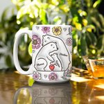 Personalized 3D-effect Floral Hugging Bears Mug with 2-9 Names Father's Day Birthday Gift for Family