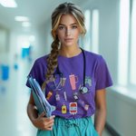 Personalised Multicolor Medical Instrument Pattern Design T-Shirt Sweatshirt with Text Nurse Graduation Birthday Gift for Nurse Doctor