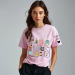 Personalised Multicolor Medical Instrument Pattern Design T-Shirt Sweatshirt with Text Nurse Graduation Birthday Gift for Nurse Doctor