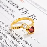 Anello aperto regolabile personalizzato con pietre di nascita a doppio cuore Regalo di compleanno per la festa della mamma per le donne