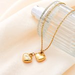 Personalised Engraved Double Heart Ashes Urn Pendant Necklace with Name Cremation Funeral Jewellery Keepsake Memorial Gift for Women