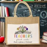 Personalised Teachers Plant Seeds 1-6 Birth Flowers Jute Bag Teacher's Day Gratitude Graduation Gift for Teacher