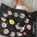 Coperta morbida personalizzata con 12 foto Nome Primo compleanno Regalo per la festa del bambino