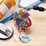 Personalized Anatomical Heart Brain Lungs Retractable Badge Reel with Name Charm and Badge Buddy Gift for Nurse Doctor Medical Student