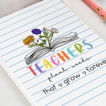 Personalized Teachers Plant Seeds That Grow Forever Leather A5 Lined Notebook with 1-6 Birth Flower Graduation Appreciation Gift for Teacher