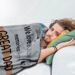 Personalised We Love Building Memories Blanket with Hammer Footprint Father's Day Birthday Gift for Dad Grandpa