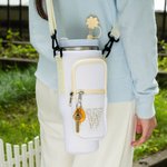 Perla personalizzata iniziale Bottiglia d'acqua Borsa Pouch per 40 oz Stanley Tumbler con cinghia regolabile e topper di paglia Regalo di compleanno p