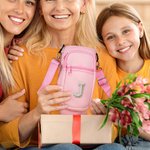 Perla personalizzata iniziale Bottiglia d'acqua Borsa Pouch per 40 oz Stanley Tumbler con cinghia regolabile e topper di paglia Regalo di compleanno p