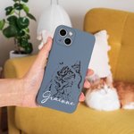 Personalised Sketch Drawing Pet Portrait Photo Silicone Phone Case for iPhone with Name Birthday Memorial Gift for Pet Lovers