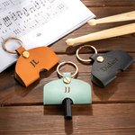 Personalized Instrument Accessory Drum Tuning Key Holder Leather Keychain with Engraved Initial Music Festival Birthday Gift for Drummer Music Lover
