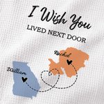 Personalised State to State Map 100% Cotton Tea Towel with Names Graduation Friendship Long Distance Gift for Family Friend