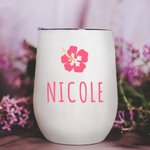 Verre à Vin 350 ml Personnalisé avec Nom Fruits Flamant Fleur Thème d'Été Cadeau Plage Enterrement de Vie de Jeune Fille pour Demoiselle d'Honneur