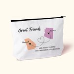Personalized State to State Map Make Up Bag with Names Graduation Friendship Long Distance Gift for Family Friend