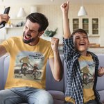 T-shirt 100% Coton Personnalisé avec Noms Personnages Père et Enfant Moto Casque Cadeau Fête des Pères pour Homme Enfant Famille