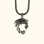Personalized Medieval Gothic Moon Dragon Name Necklace with Foxtail Chain Father’s Day Birthday Gift for Men