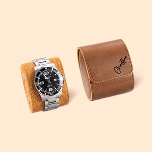 Personalizado portátil monograma de cuero Reloj Roll Travel Case con 1-3 ranuras Boda Día del Padre Regalo para Hombres Groommen