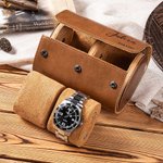 Personalised Portable Monogram Leather Watch Roll Travel Case with 1-3 Slots Wedding Father's Day Gift for Men Groomsmen
