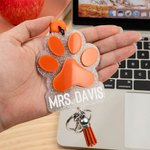 Personalized Glitter Paw Print ID Badge Lanyard with Beads Tassels Appreciation Gift for Teacher Pet Lover