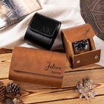 Personalised Portable Monogram Leather Watch Roll Travel Case with 1-3 Slots Wedding Father's Day Gift for Men Groomsmen