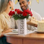 Vaso di vetro fatto a mano personalizzato in argilla con testo Data Compleanno Regalo di nozze per la coppia